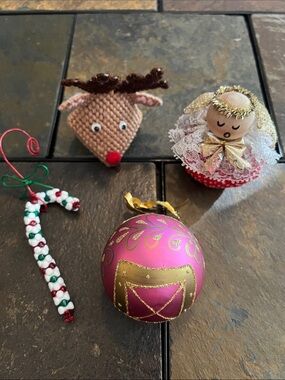 Handmade Decorative Christmas Ornament Bundle- EUC